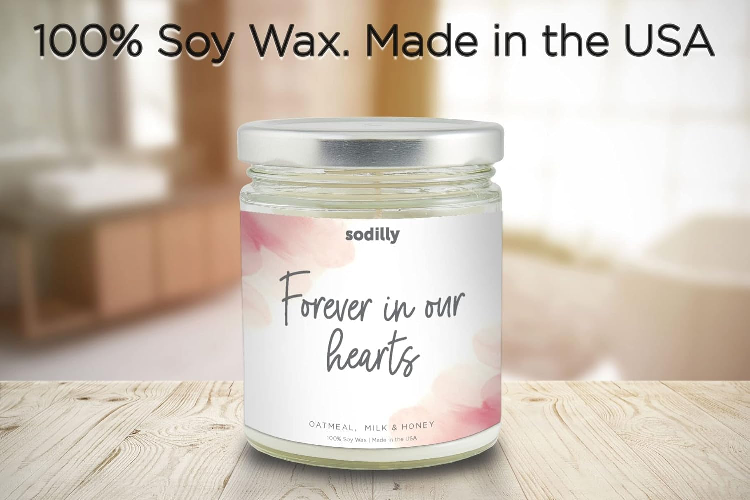 Forever in Our Hearts Sympathy Gifts - 8 Oz. Soy Wax Candle - Thinking of You Memorial Gifts for Sympathy, Condolences, Grief, Loss, Bereavement Gifts, Remembrance, in Memory, Comfort Sympathy Candles